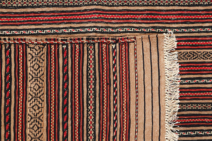 White Afghan Maliki Rug 4' 6" x 5' 9" Hand-Knotted texture