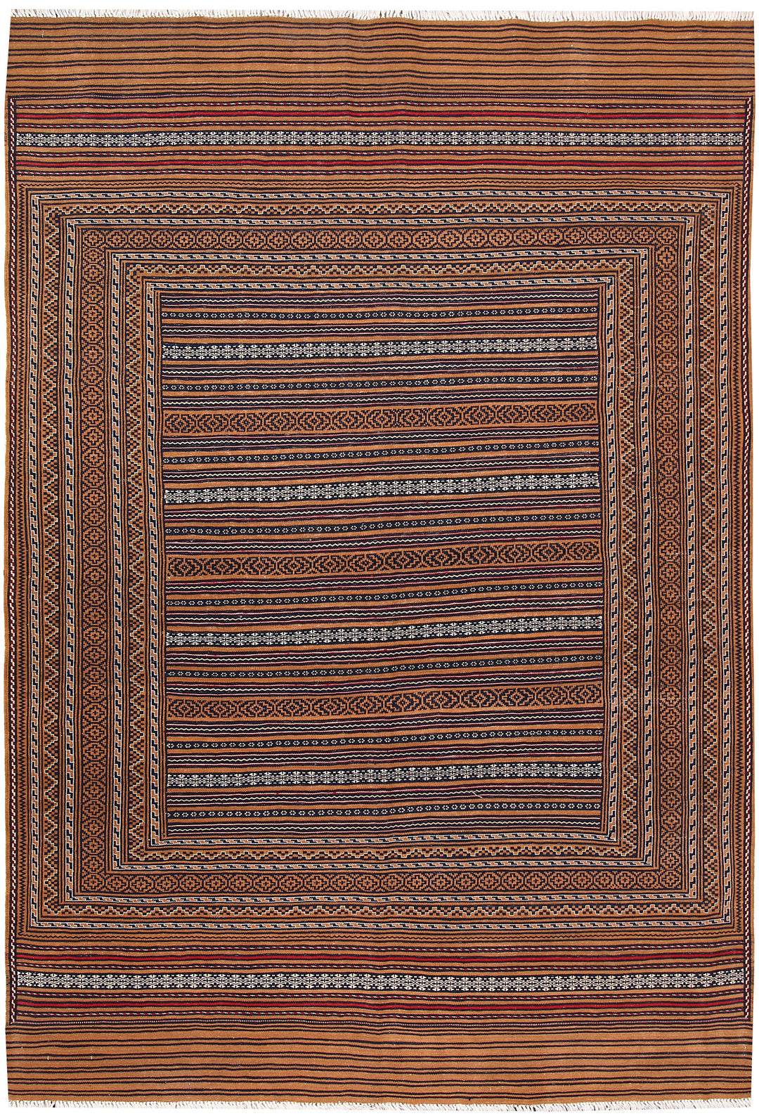 Brown Afghan Oriental Rug 4'6" x 6'8" Hand-Knotted