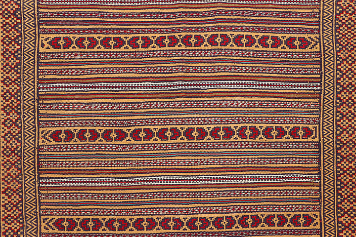 White Afghan Maliki Rug 4' 4" x 6' 6" Hand-Knotted close-up
