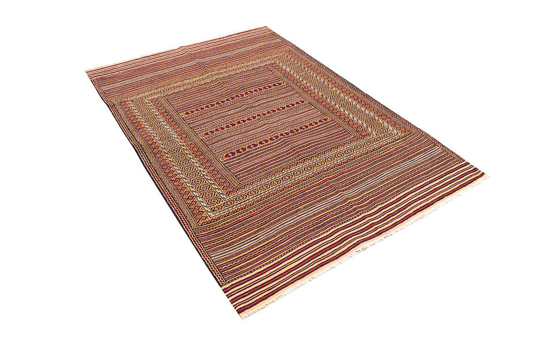 White Afghan Maliki Rug 4' 4" x 6' 6" Hand-Knotted field