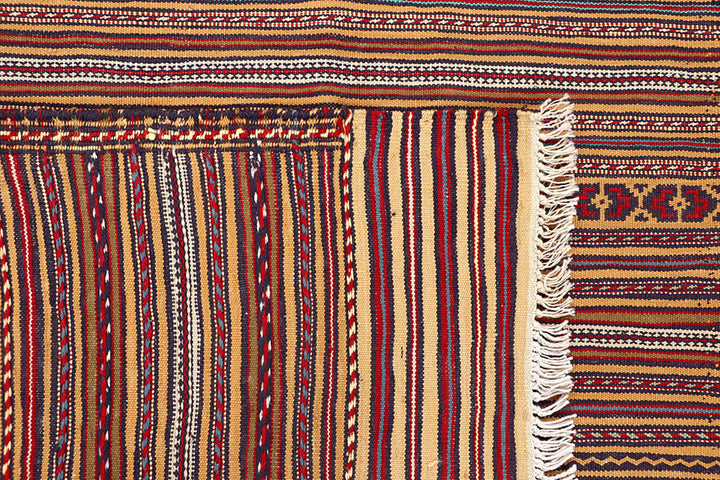 White Afghan Maliki Rug 4' 4" x 6' 6" Hand-Knotted texture