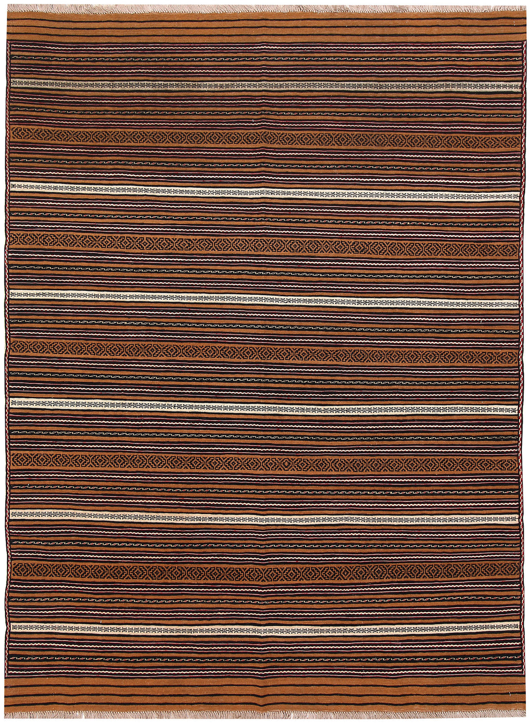 Brown Afghan Maliki Rug 4' 6 x 6' Hand-Knotted