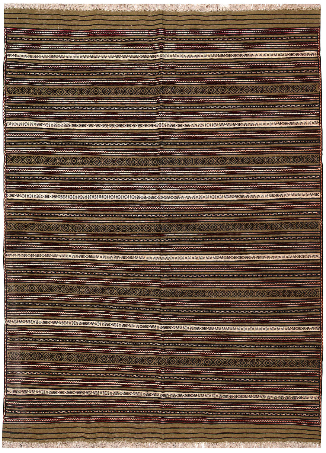Olive Afghan Oriental Rug 4'7" x 6'1" Hand-Knotted