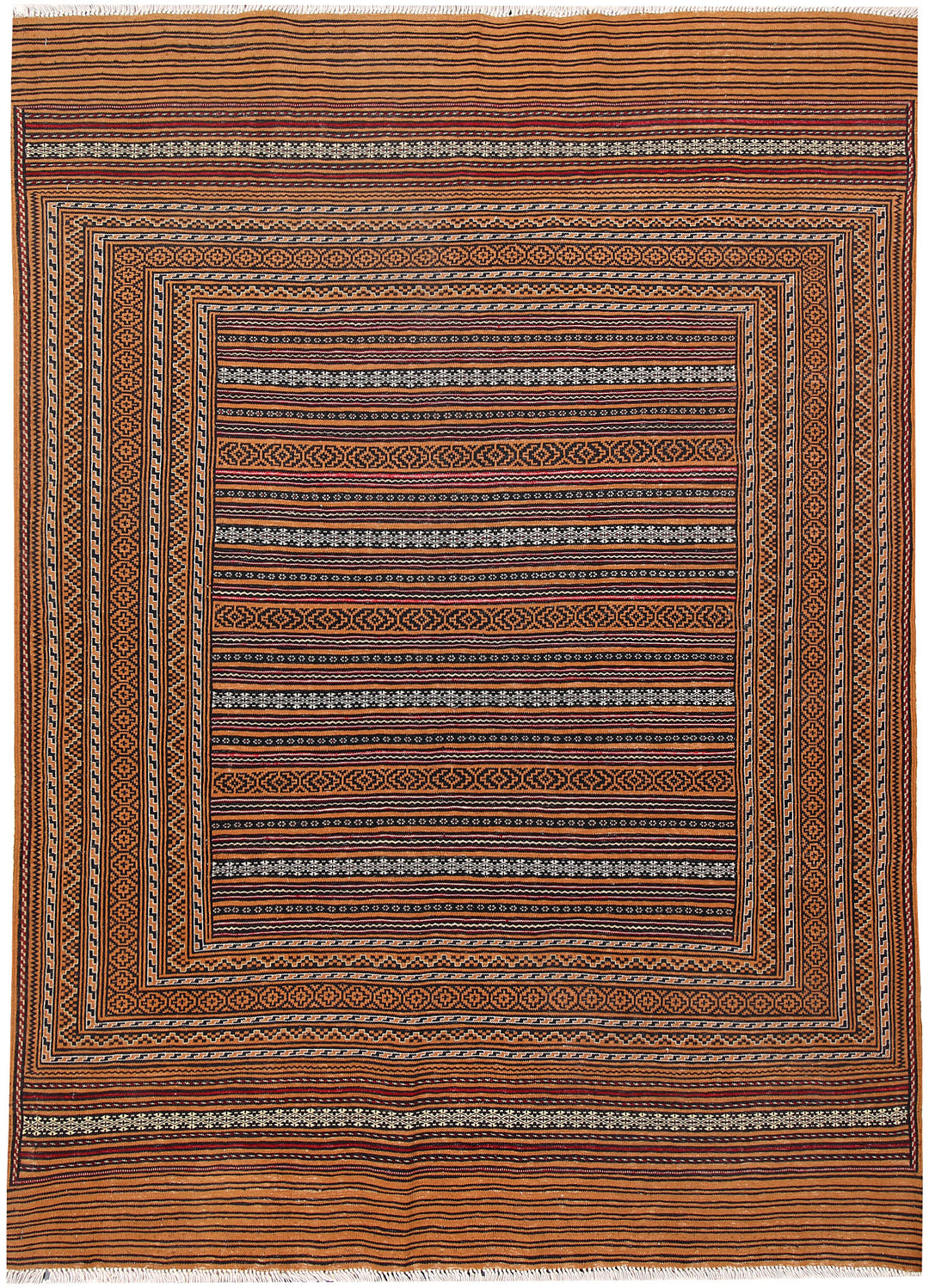 Brown Afghan Peru Maliki Rug 4'7" x 6'6" Hand-Knotted