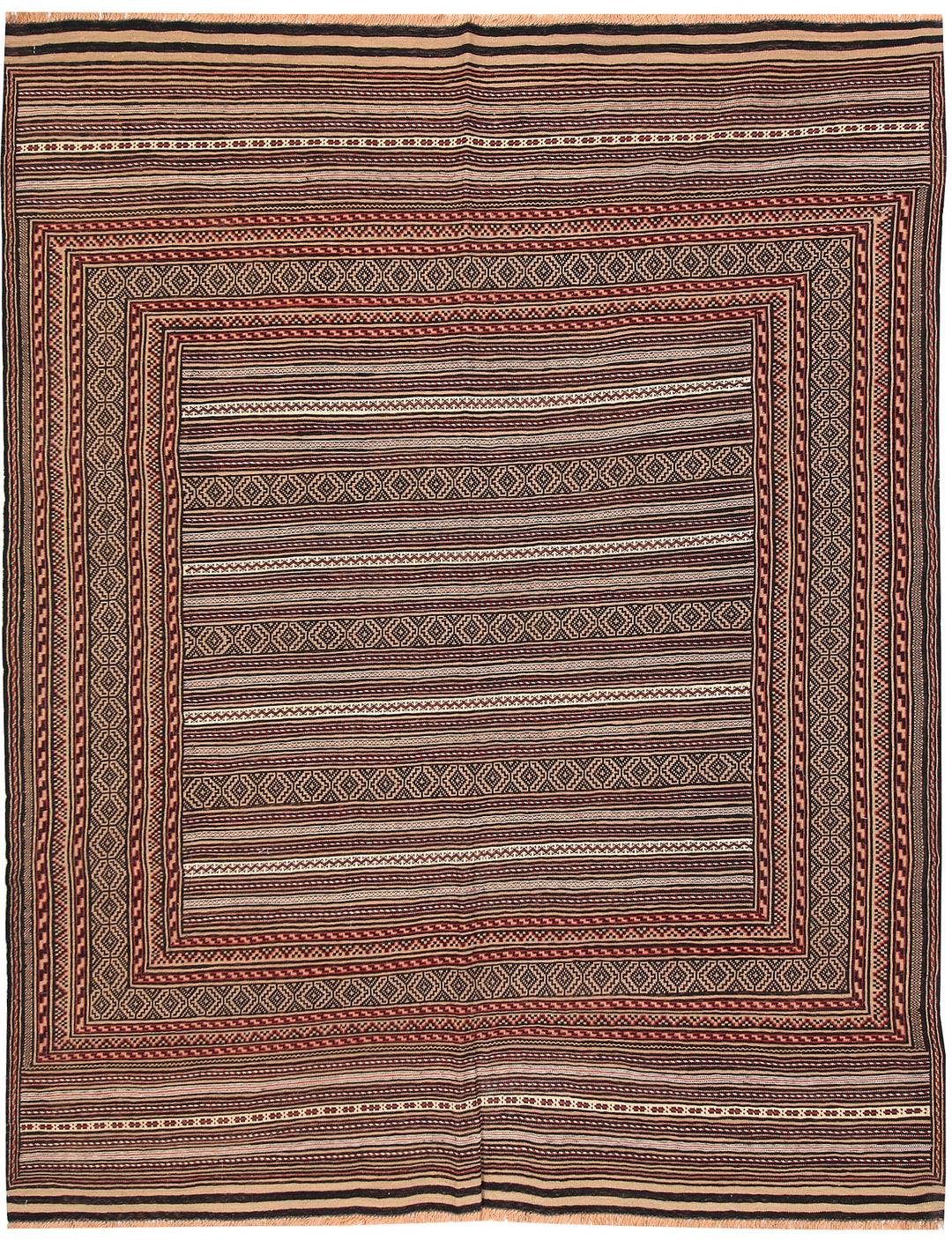 Tan Afghan Maliki Rug 4' 9 x 6' Hand-Knotted