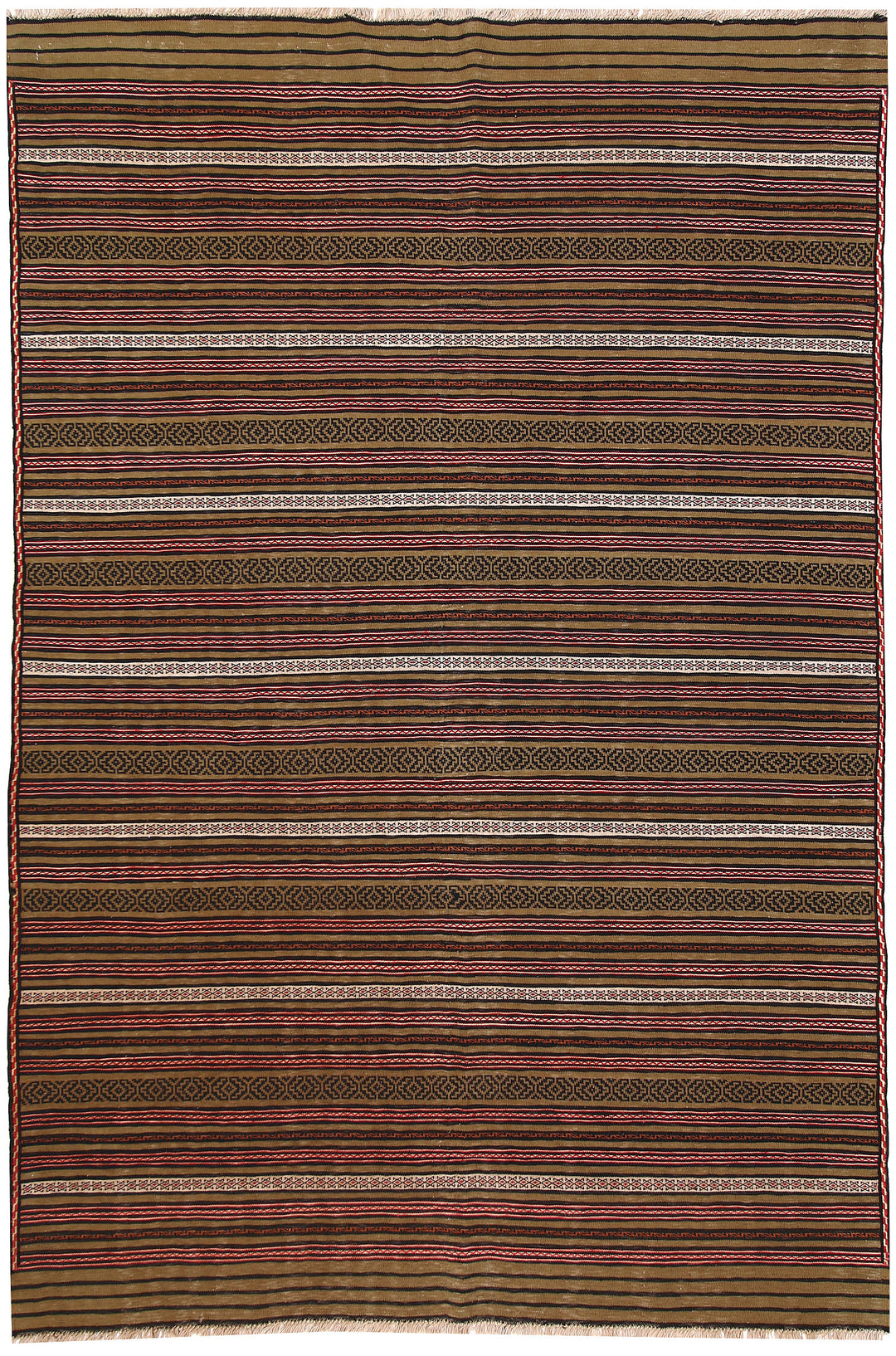 Olive Afghan Oriental Rug 4' 4 x 6' 5 Hand-Knotted