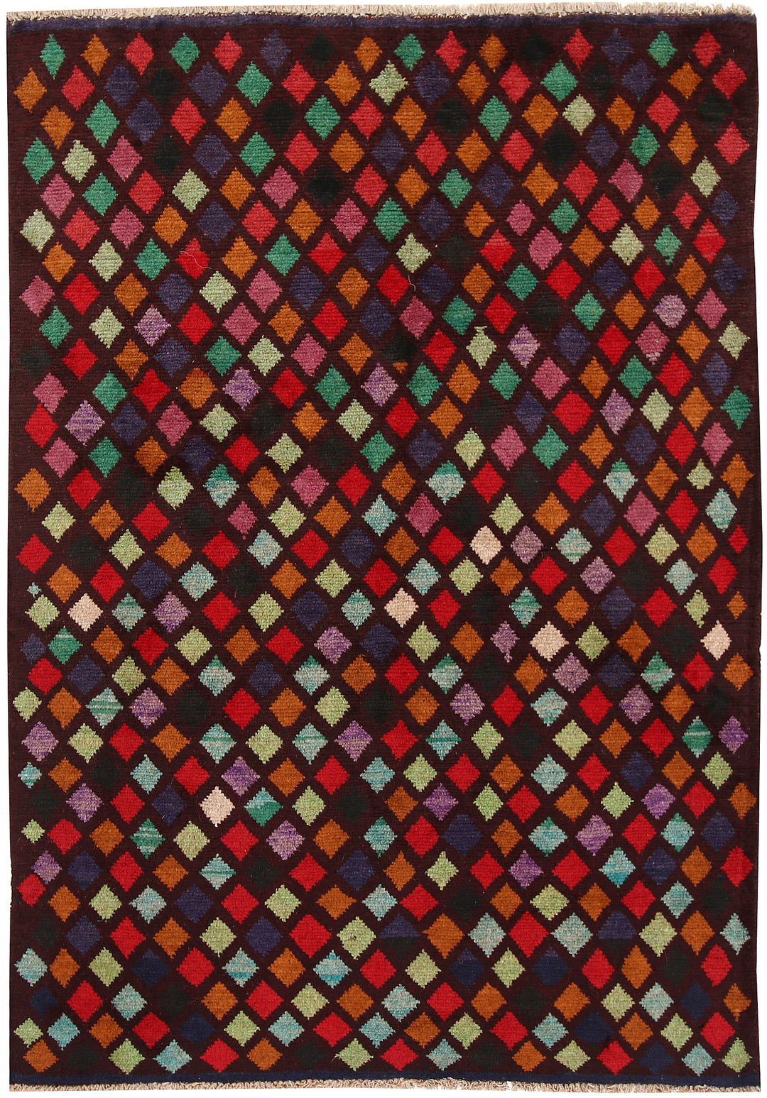 Maroon Afghan Baluchi Rug 4' x 5' 10" Hand-Knotted