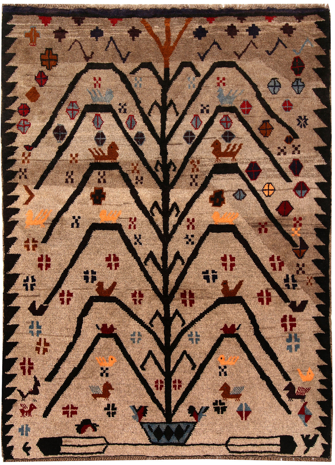 Tan Baluchi 4' 2 x 5' 7 - No. 63973 - ALRUG Rug Store