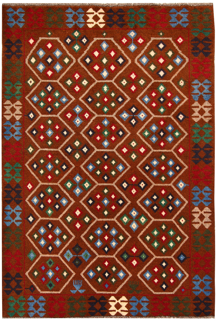 Saddle Brown Baluchi 4' 1 x 6' - No. 63974 - ALRUG Rug Store