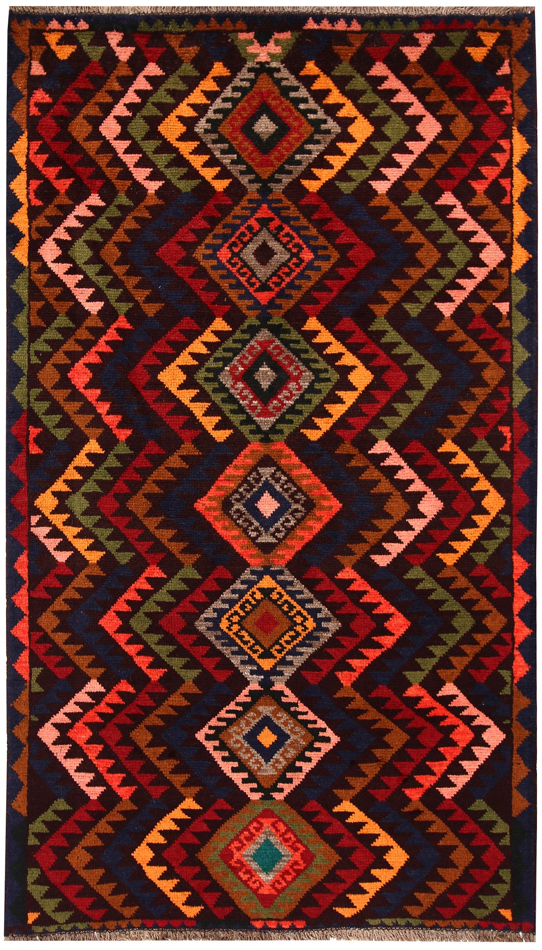 Afghan Baluchi Rug 3' 7 x 6' 3 Hand-Knotted