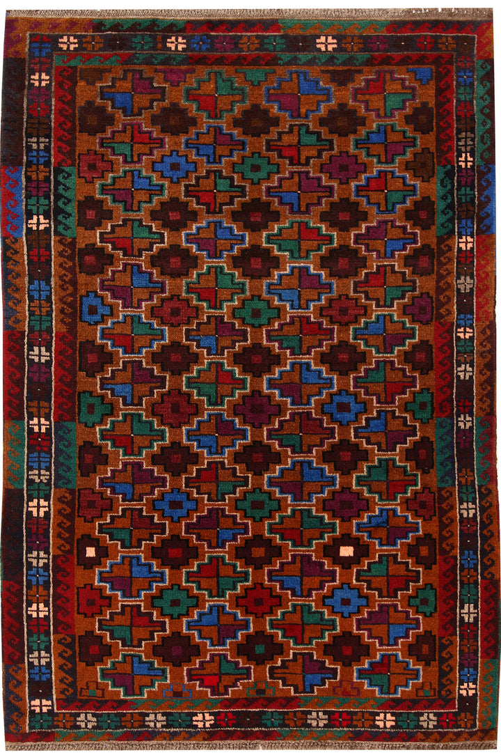 Saddle Brown Baluchi 4' x 5' 11 - No. 63995 - ALRUG Rug Store