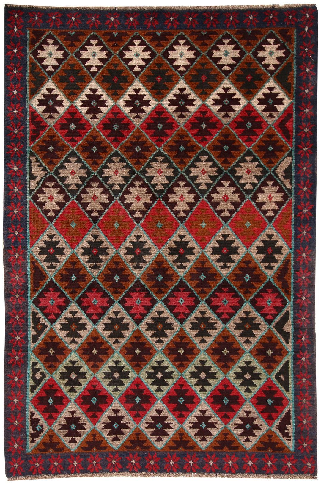 Afghan Baluchi Rug 4' x 5' 10" Hand-Knotted
