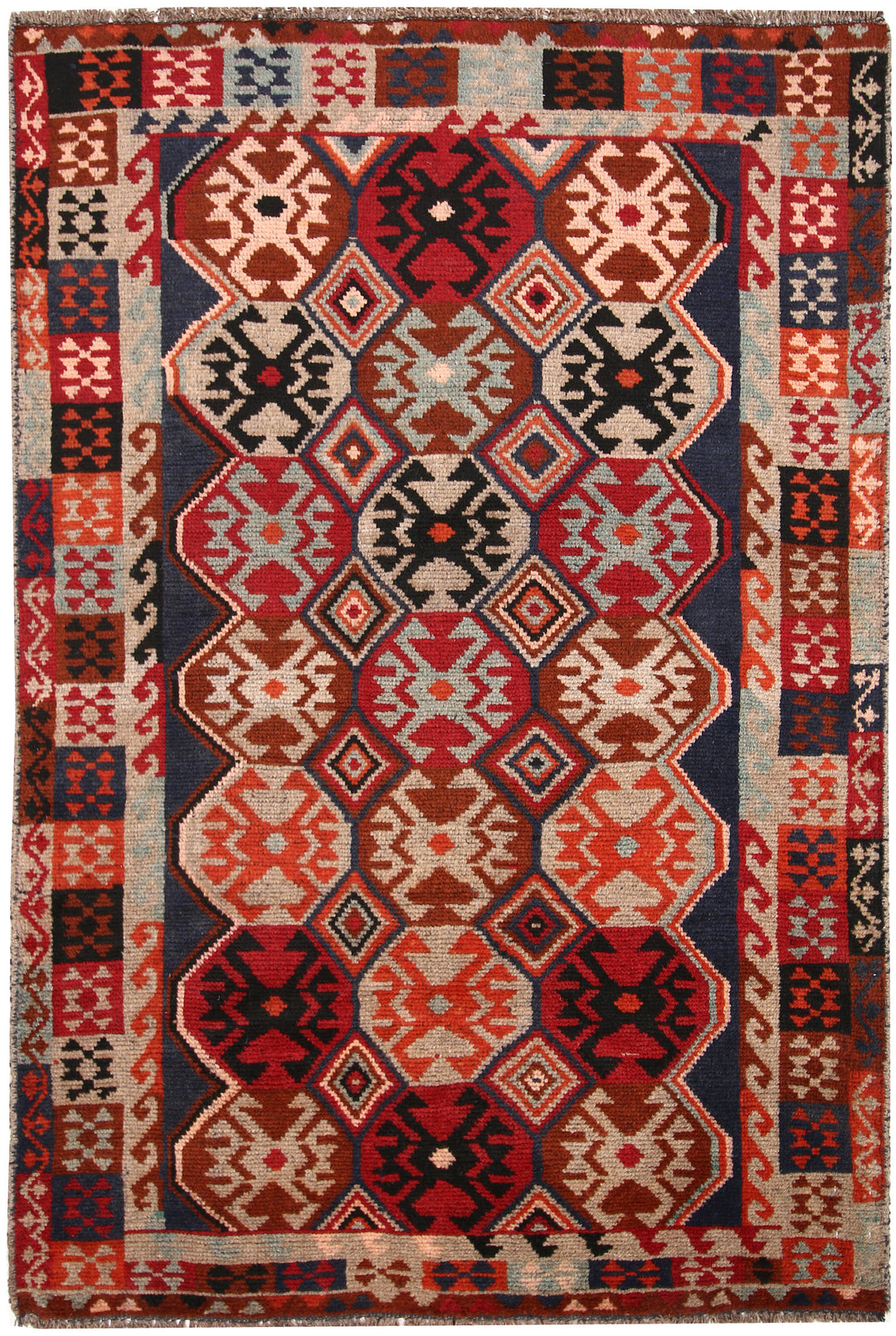 Afghan Baluchi Rug 4' x 5' 11 Hand-Knotted