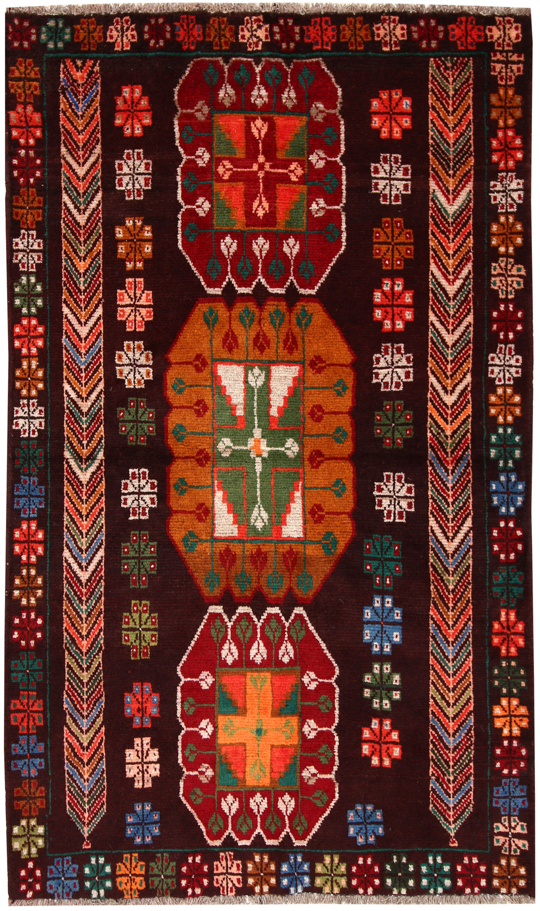 Maroon Afghan Baluchi Rug 3' 8 x 6' 1 Hand-Knotted