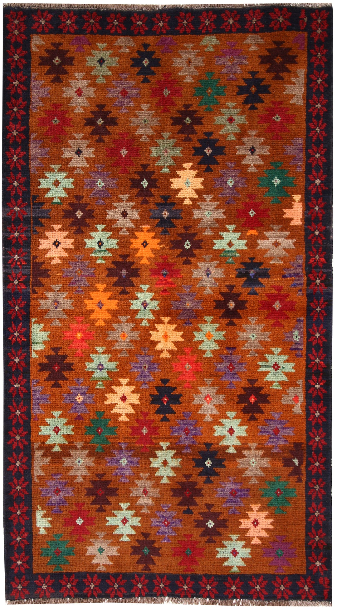 Afghan Baluchi Rug 3' 7 x 6' 4 Hand-Knotted
