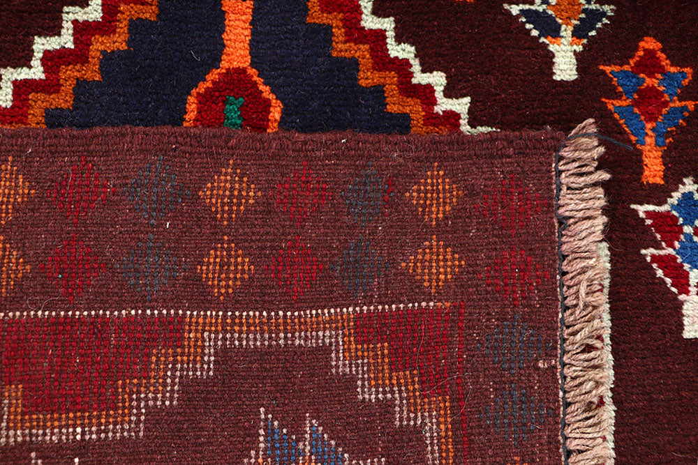 Maroon Baluchi 3' 7 x 6' 3 - No. 64009 - ALRUG Rug Store