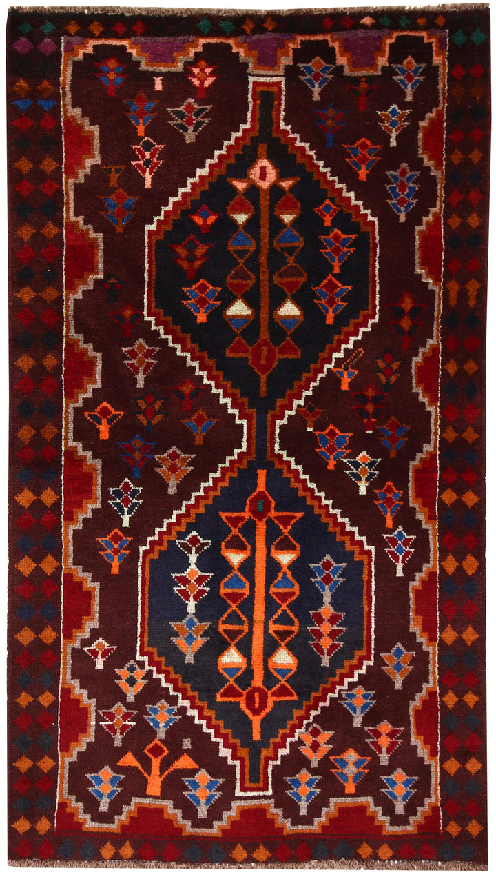 Maroon Baluchi 3' 7 x 6' 3 - No. 64009 - ALRUG Rug Store