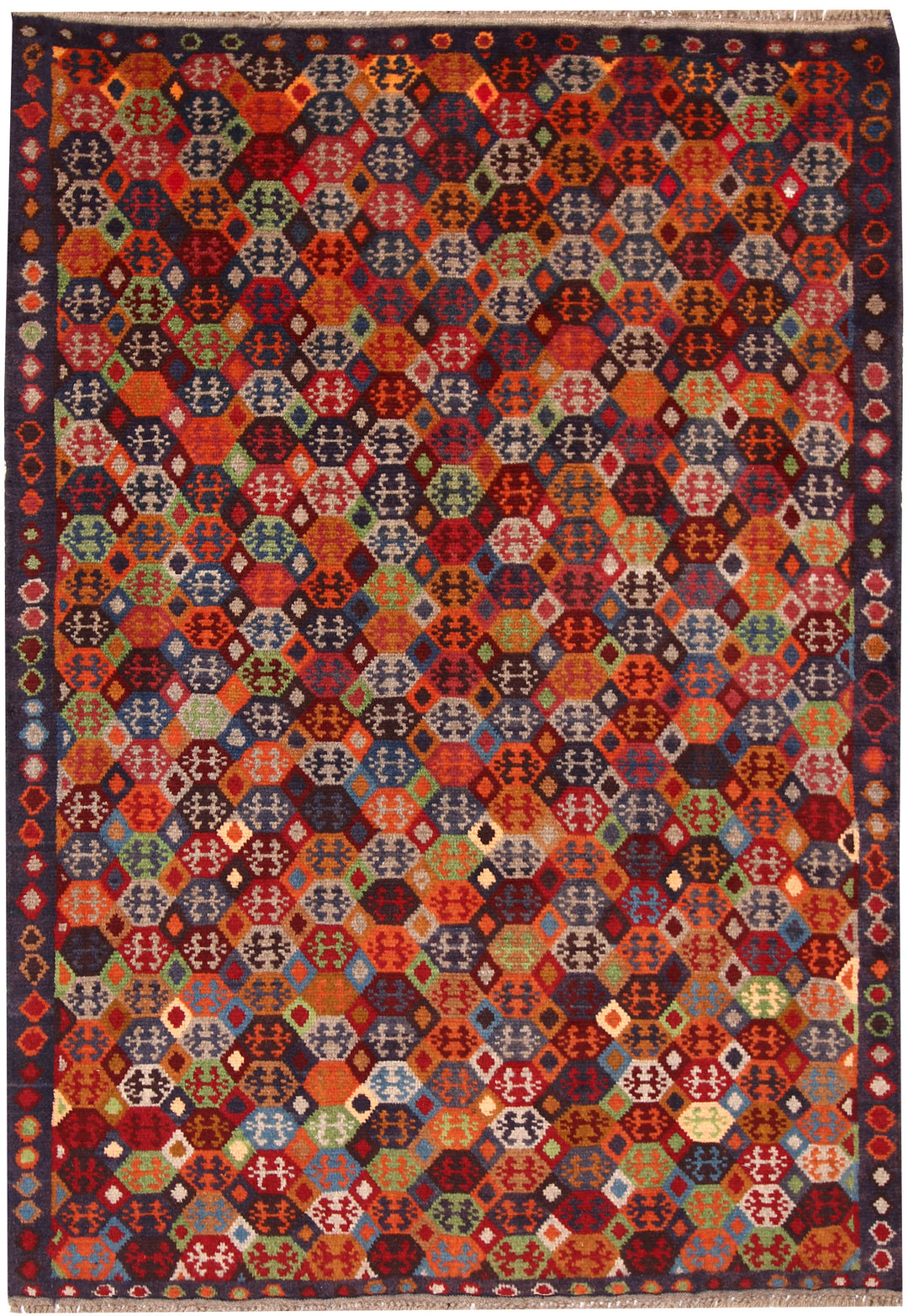 Afghan Baluchi Rug 4'1" x 5'8" Hand-Knotted