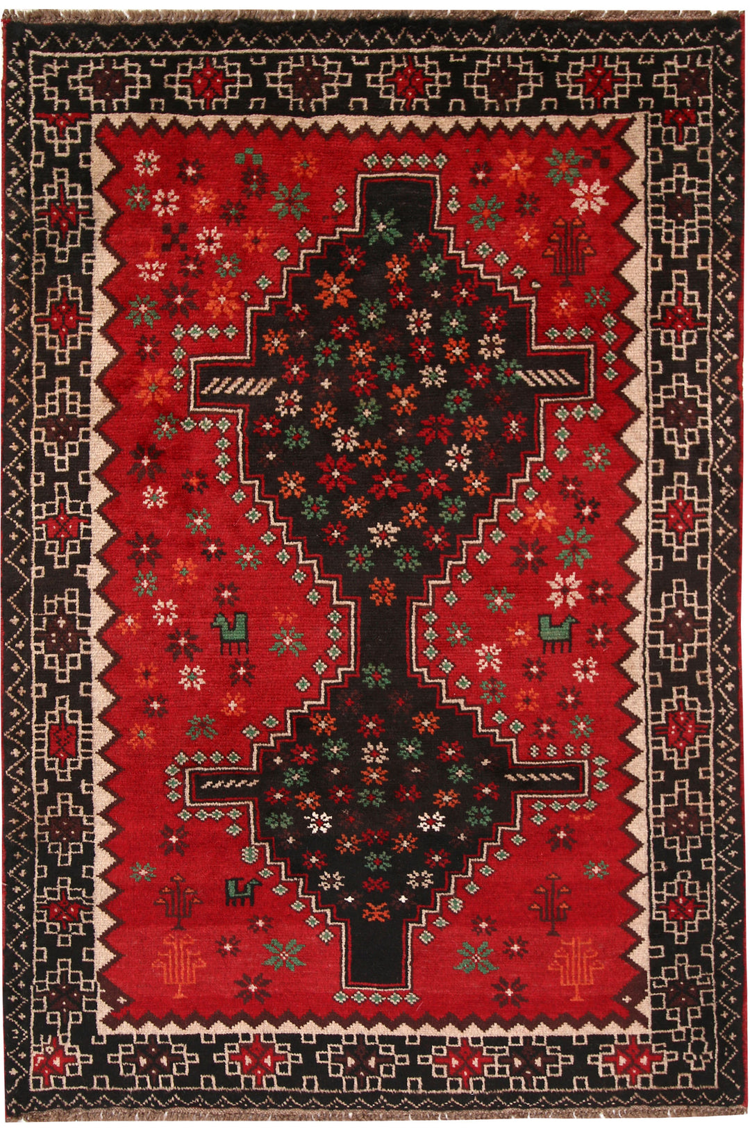 Firebrick Baluchi 4' x 5' 10 - No. 64034 - ALRUG Rug Store