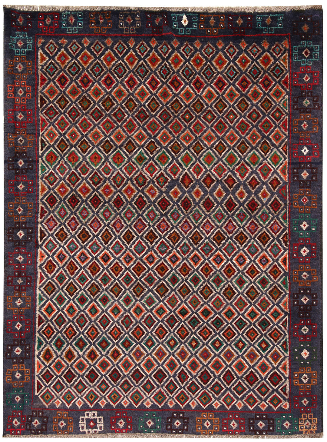 Afghan Baluchi Rug 4' 1 x 5' 5 Hand-Knotted