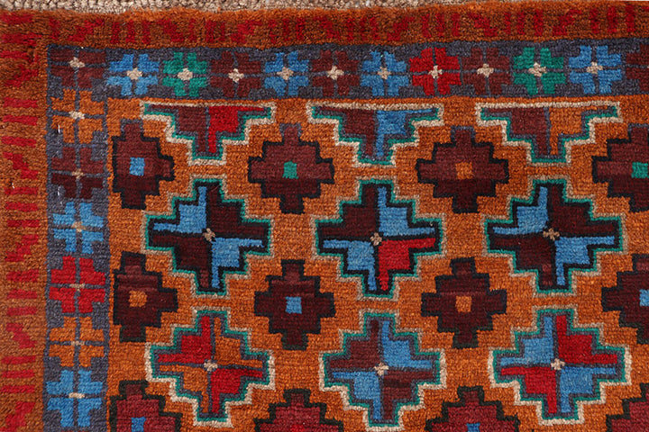 Afghan Baluchi Rug 4' x 6' Hand-Knotted detail