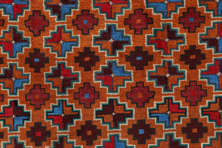 Afghan Baluchi Rug 4' x 6' Hand-Knotted close-up