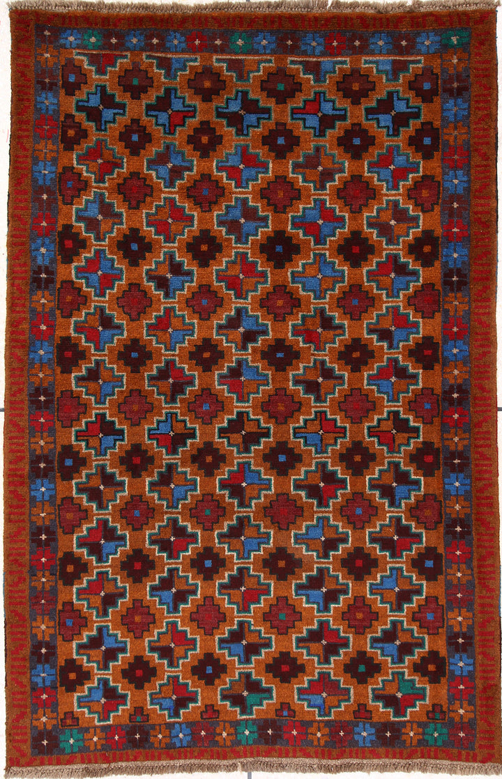 Afghan Baluchi Rug 4' x 6' Hand-Knotted