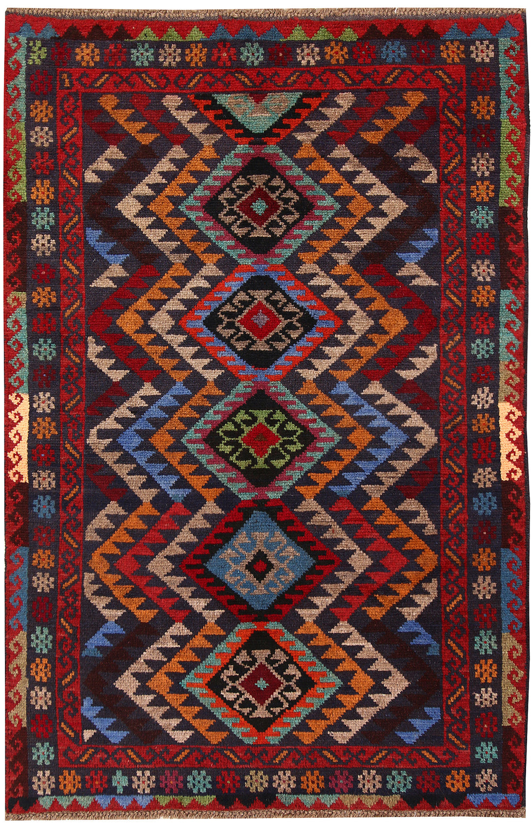 Afghan Baluchi Rug 3'10" x 5'11" Hand-Knotted
