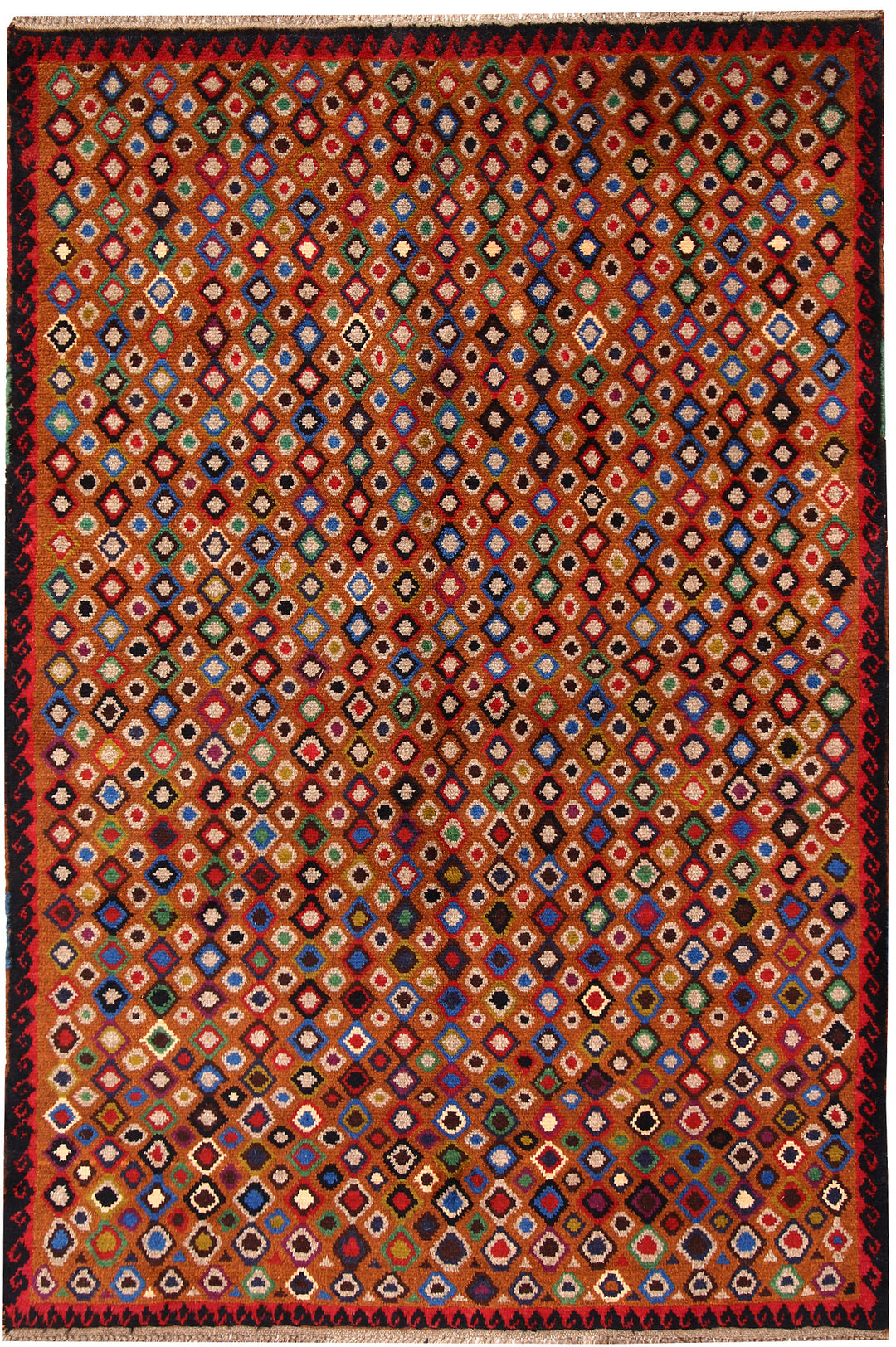 Afghan Baluchi Rug 4'2" x 6'3" Hand-Knotted