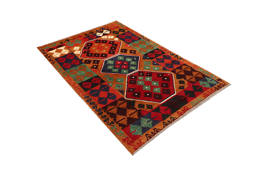 Dark Orange Baluchi 3' 10 x 5' 7 - No. 64063 - ALRUG Rug Store