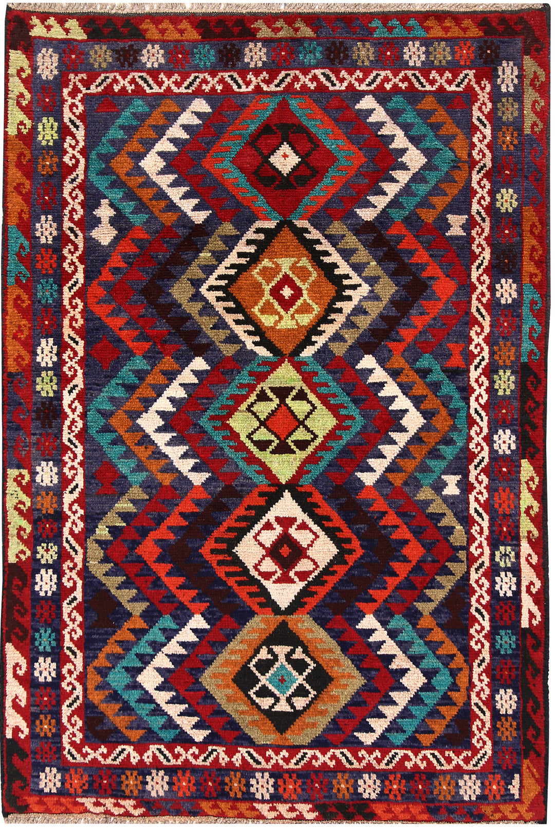 Afghan Baluchi Rug 3'10" x 5'9" Hand-Knotted