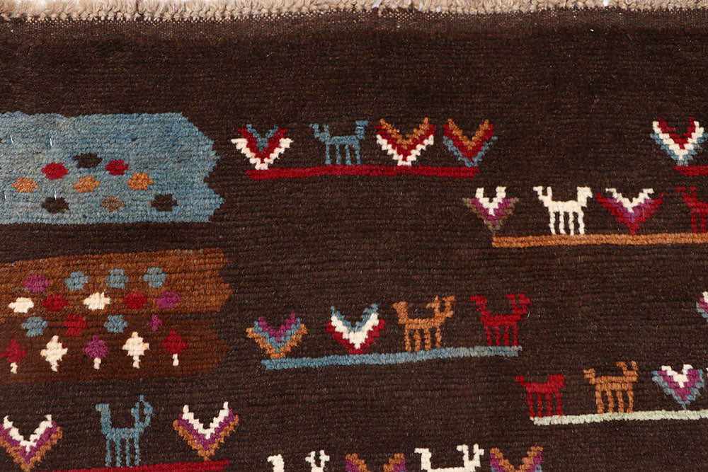 Saddle Brown Baluchi 3' 11 x 5' 9 - No. 64074 - ALRUG Rug Store