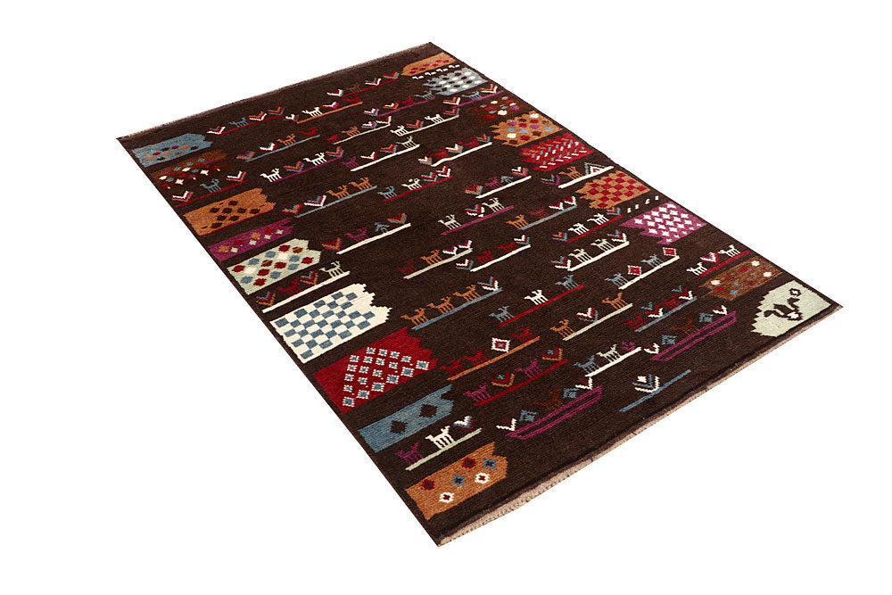 Saddle Brown Baluchi 3' 11 x 5' 9 - No. 64074 - ALRUG Rug Store