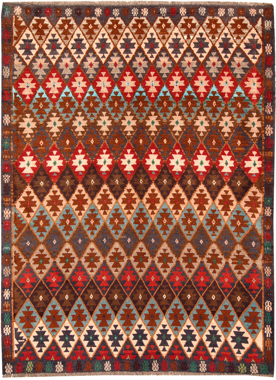 Afghan Baluchi Rug 4'2" x 5'7" Hand-Knotted