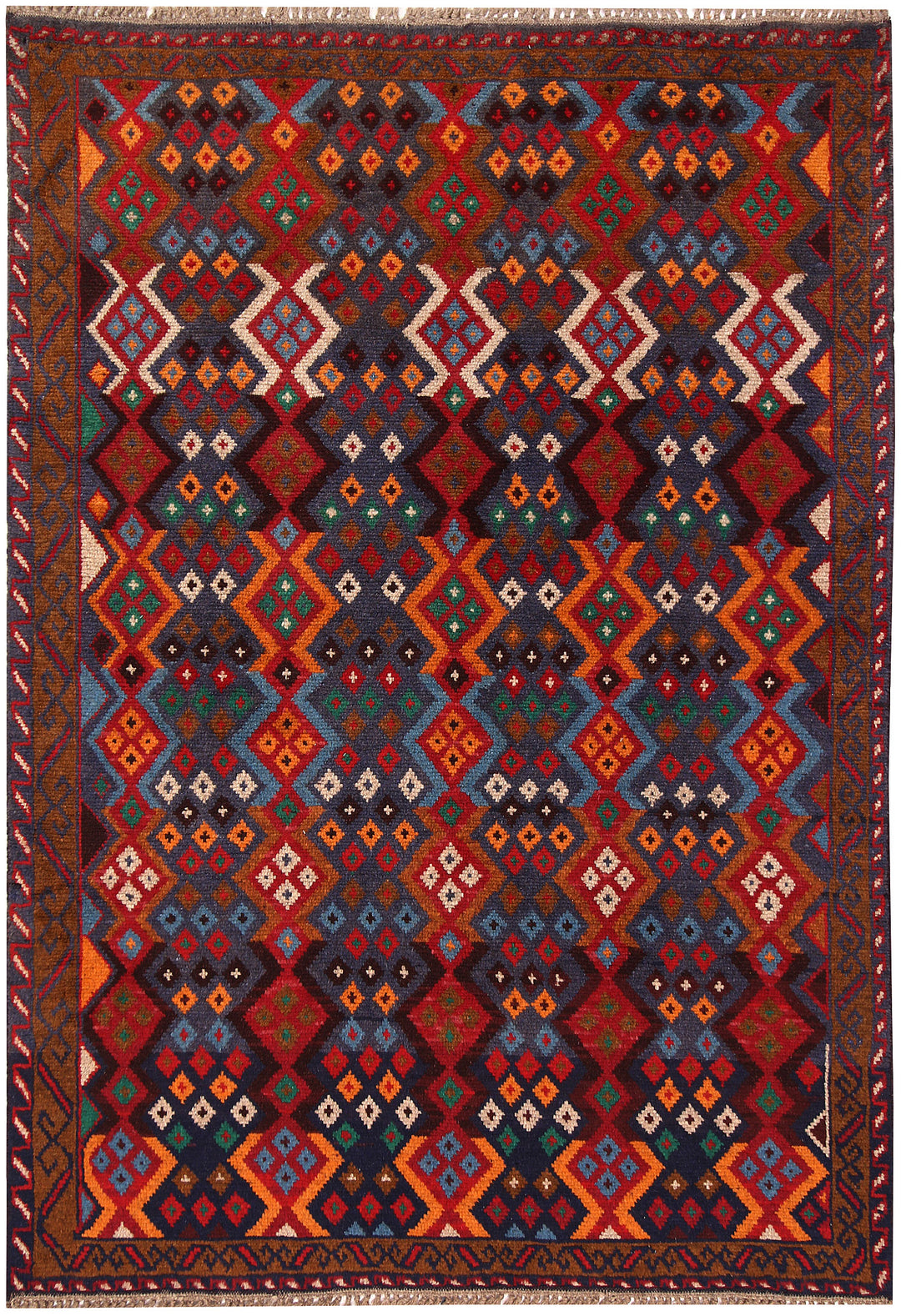Afghan Baluchi Rug 4' x 5' 9" Hand-Knotted