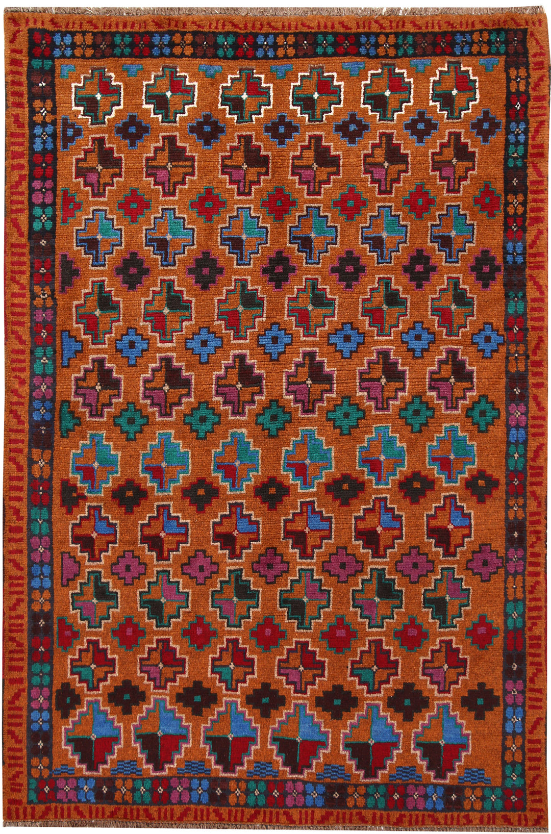 Afghan Baluchi Rug 4' x 6'1" Hand-Knotted