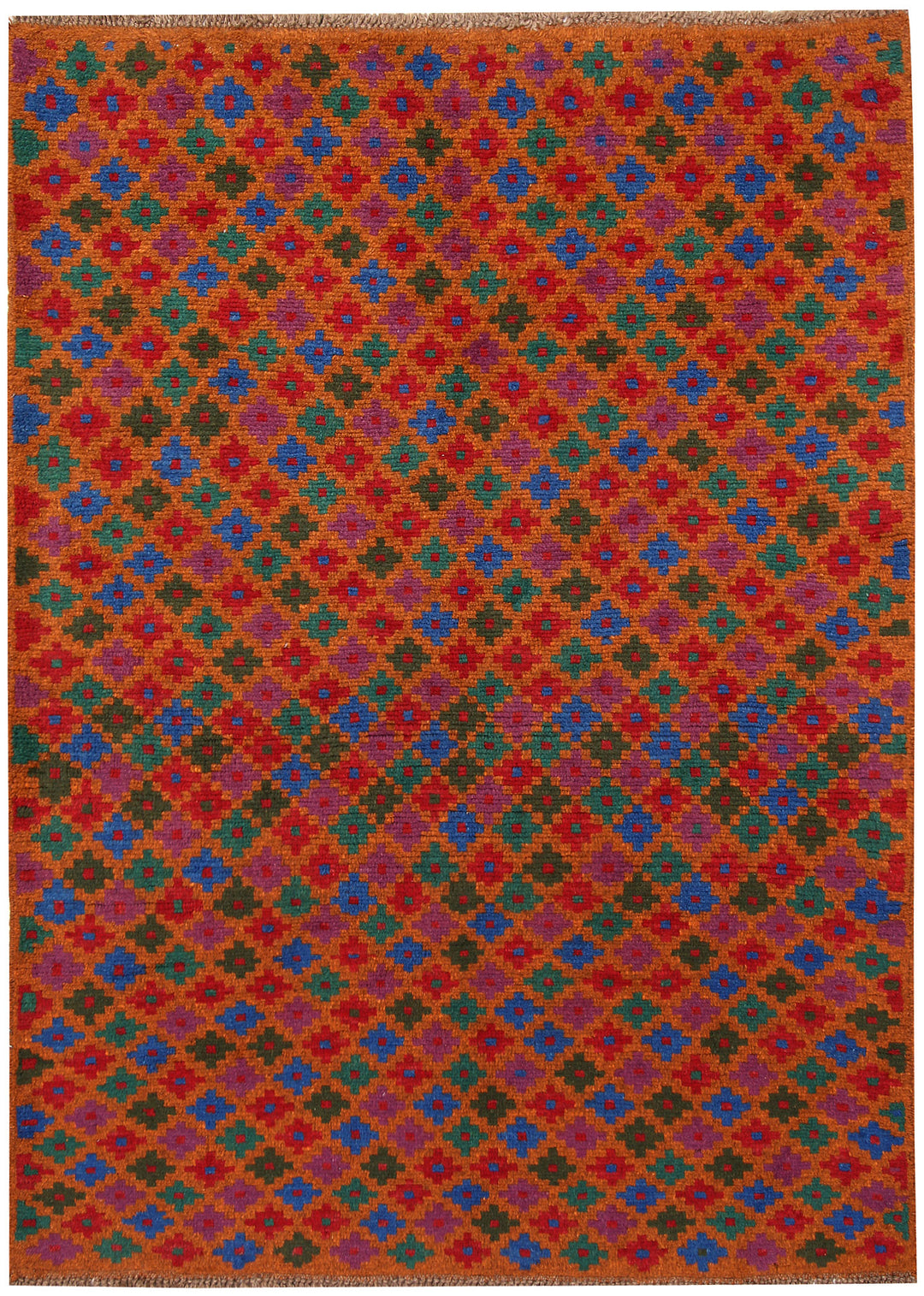 Afghan Baluchi Rug 4'2" x 5'9" Hand-Knotted