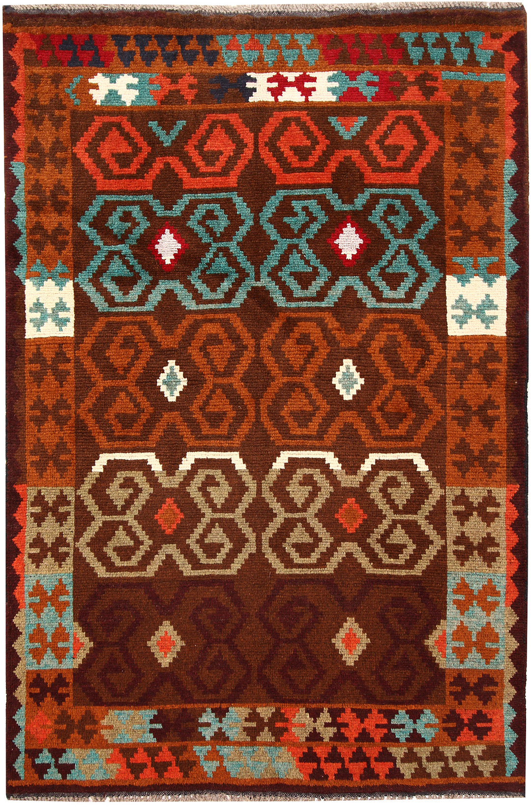 Saddle Brown Baluchi 4' 1 x 5' 11 - No. 64096 - ALRUG Rug Store