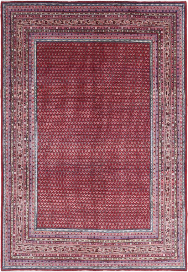 Red Afghan Mir Rug 6'10" x 10'2" Hand-Knotted