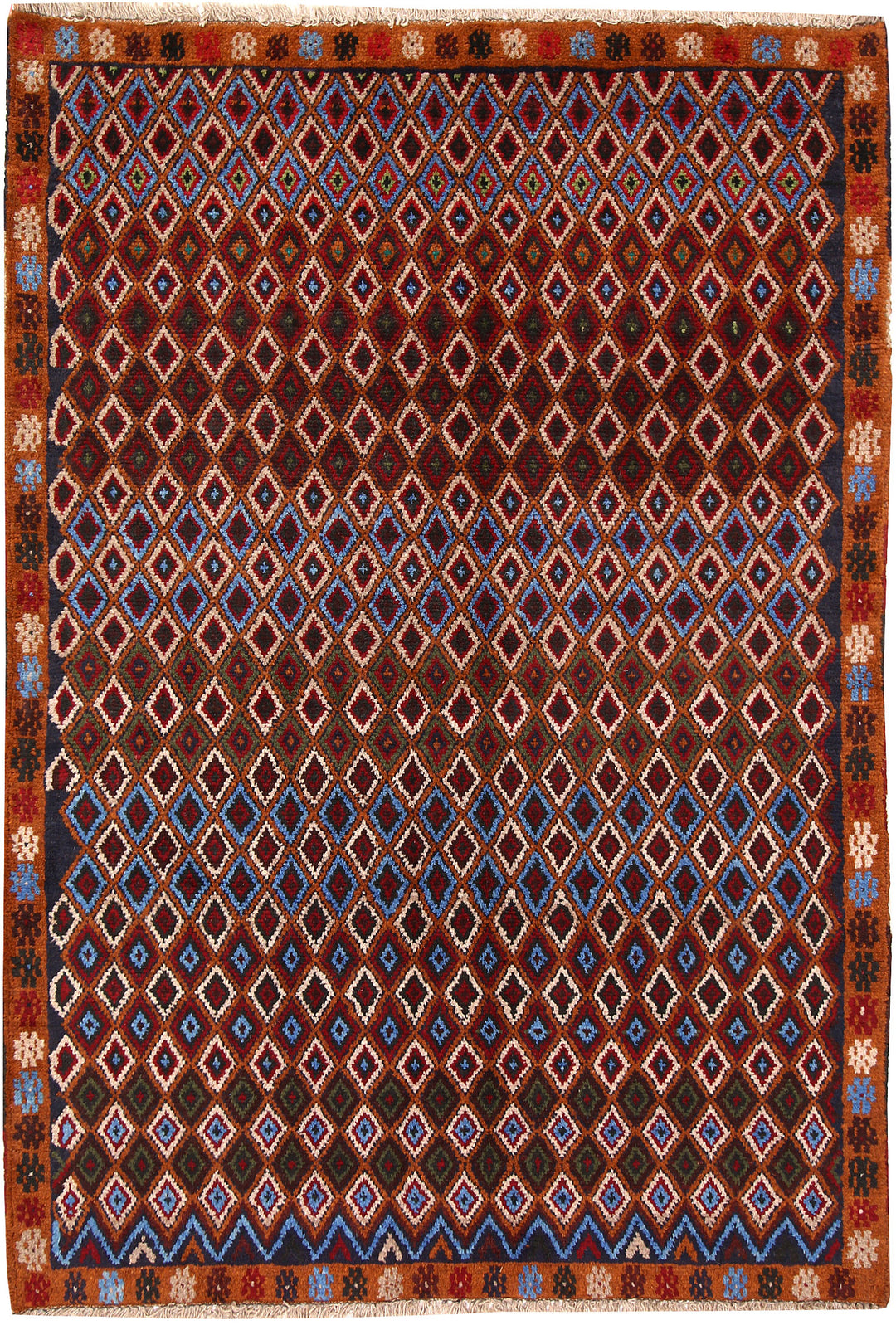 Afghan Baluchi Rug 4' 1 x 5' 9 Hand-Knotted