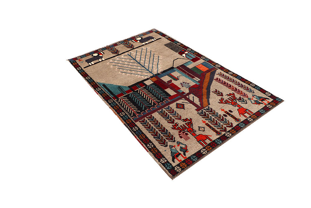 Tan Baluchi 3' 9 x 5' 7 - No. 64111 - ALRUG Rug Store