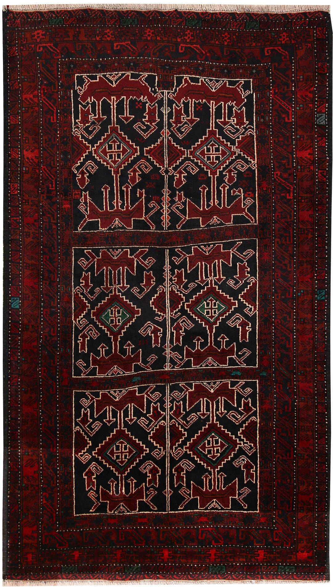Afghan Baluchi Rug 4' x 7' Hand-Knotted