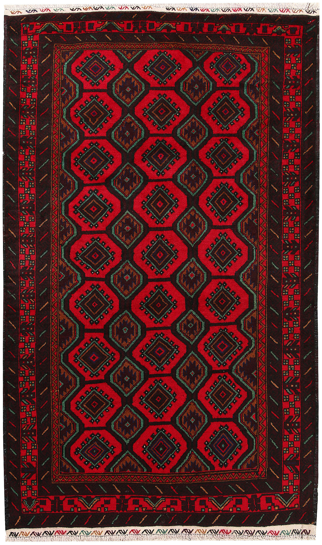 Afghan Baluchi Rug 3'8" x 6'2" Hand-Knotted