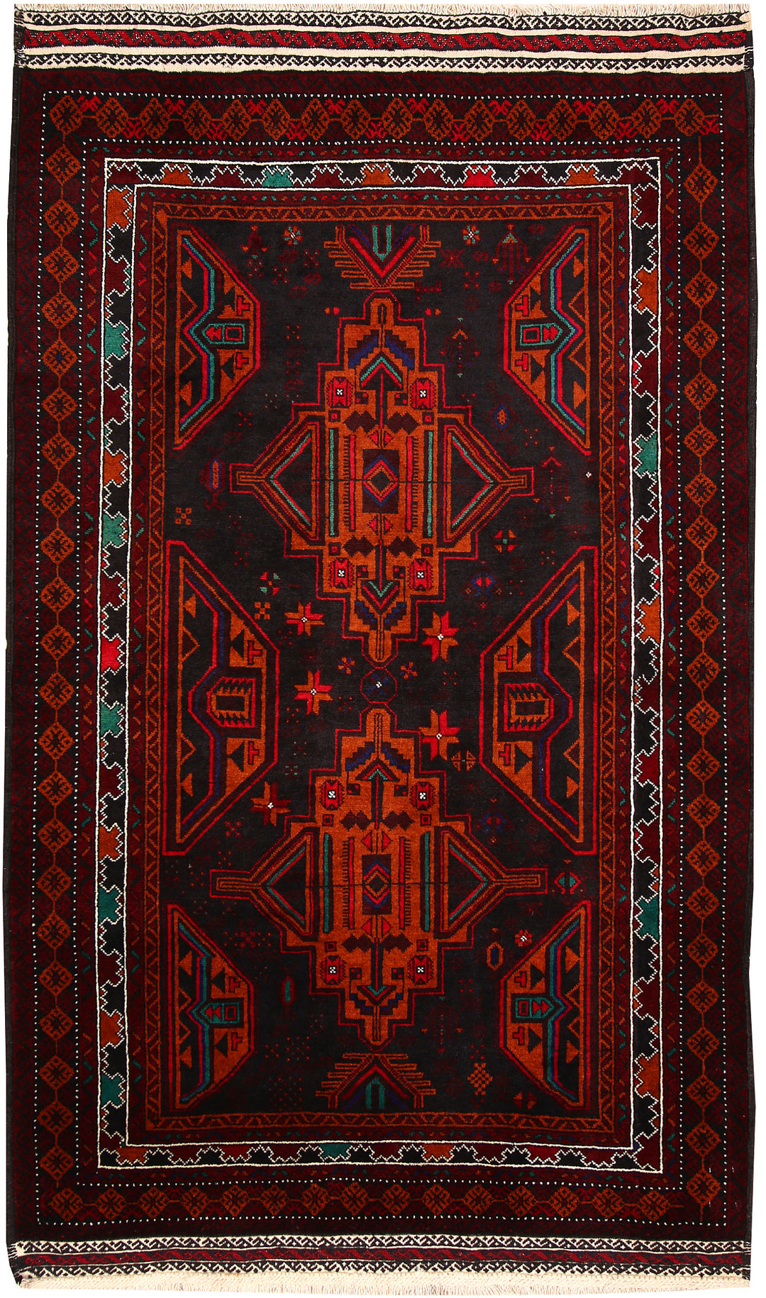 Afghan Baluchi Rug 4' 2 x 6' 11 Hand-Knotted