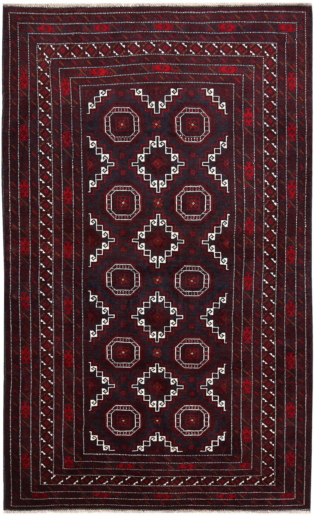 Afghan Baluchi Rug 4' x 6'7" Hand-Knotted