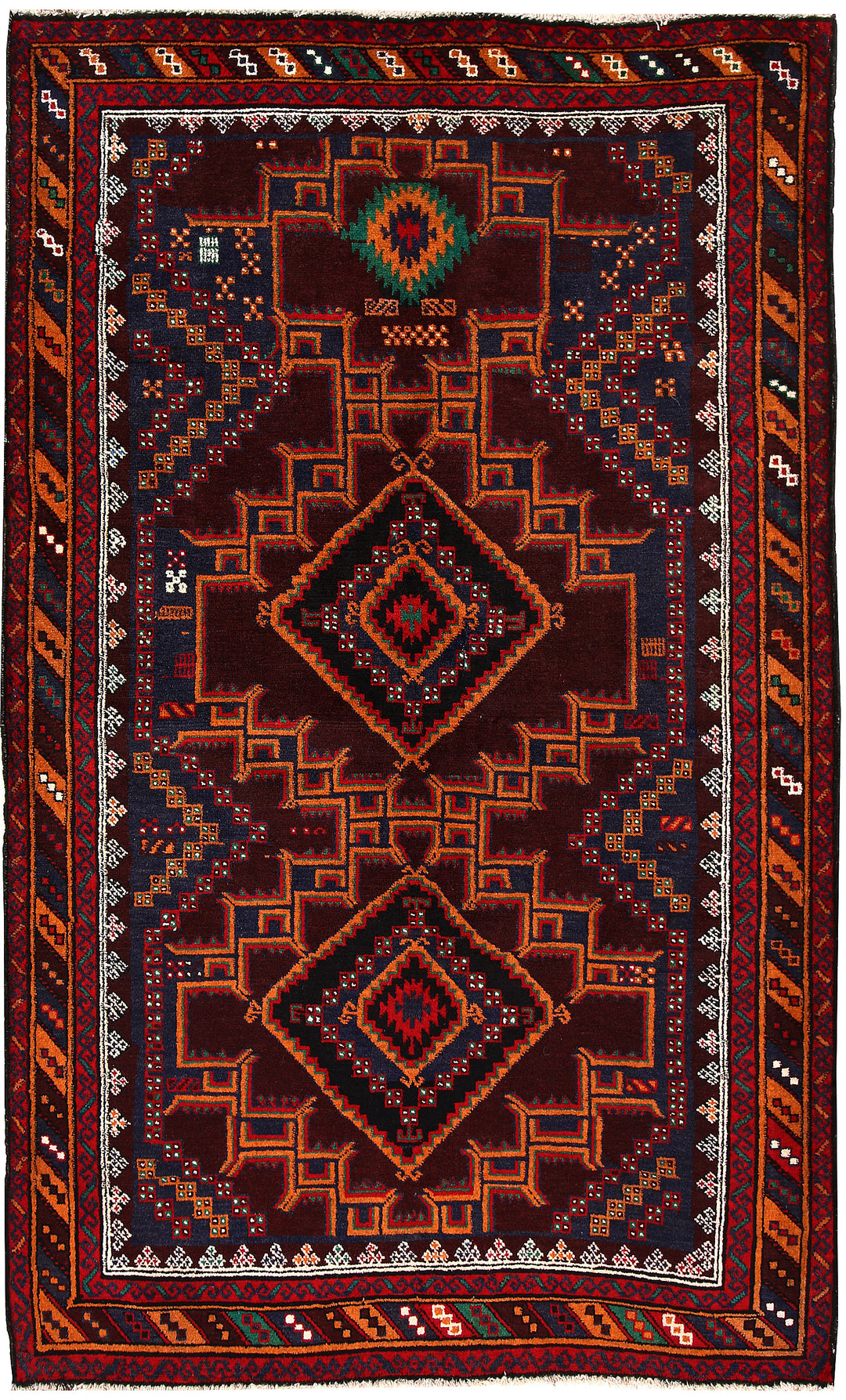 Afghan Baluchi Rug 3'11" x 6'4" Hand-Knotted