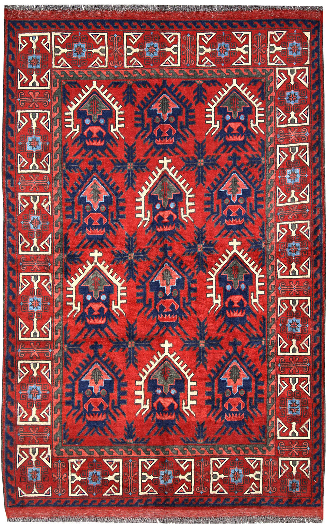 Red Baluchi Rug 4' 2 x 6' 1 Hand-Knotted