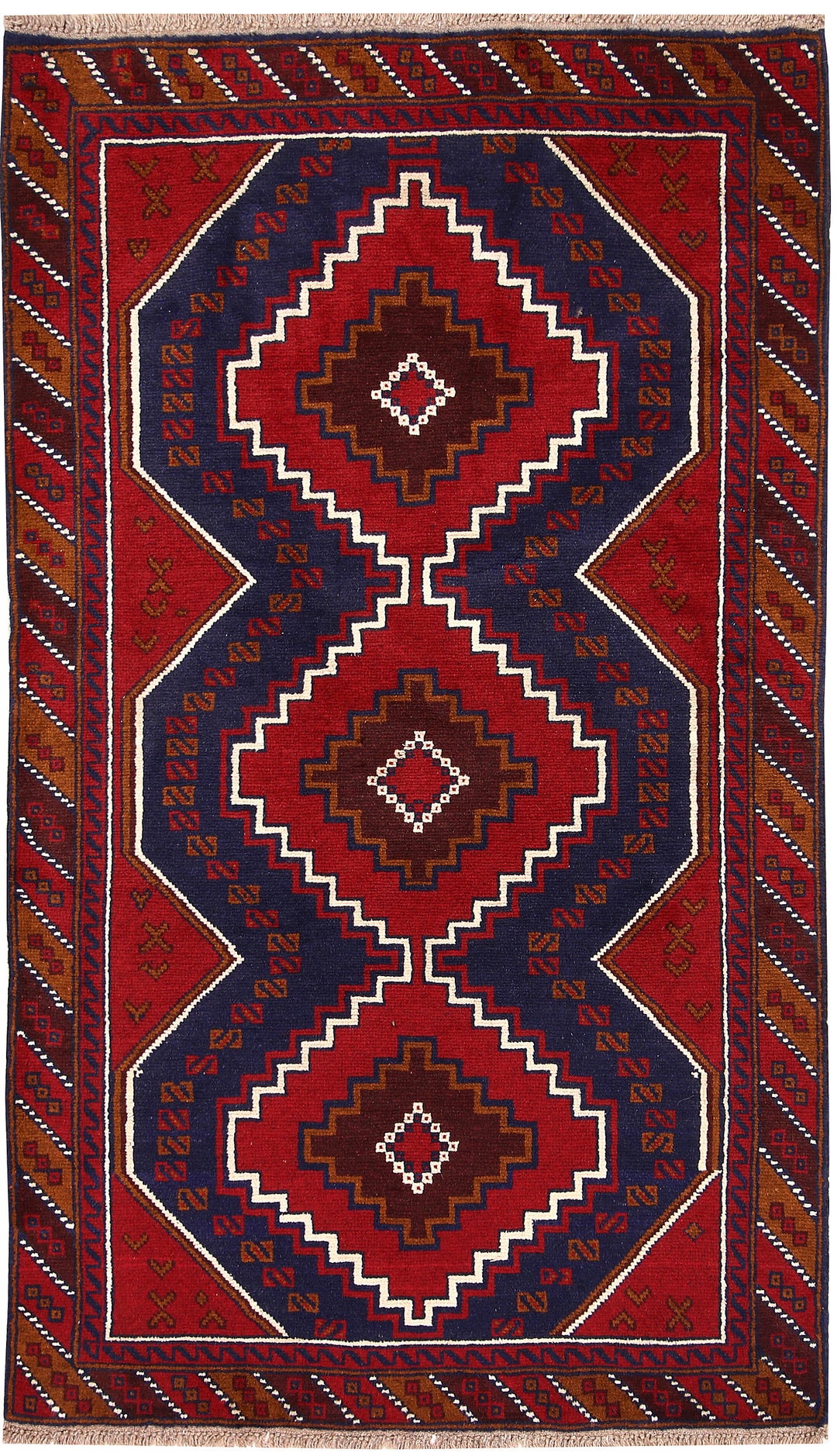 Afghan Baluchi Rug 3' 6 x 6' 1 Hand-Knotted