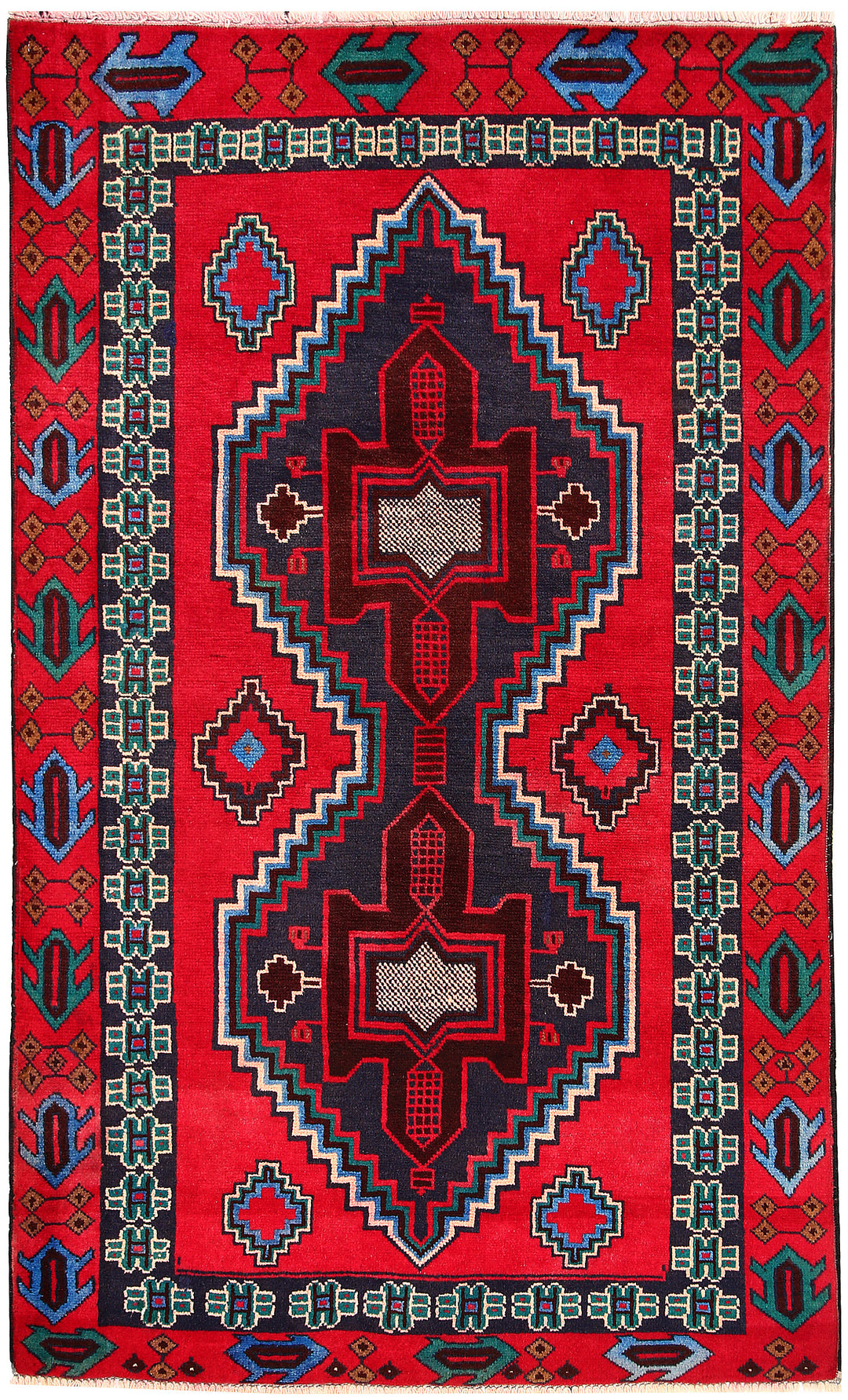 Red Baluchi Rug 3' 6 x 5' 11 Hand-Knotted