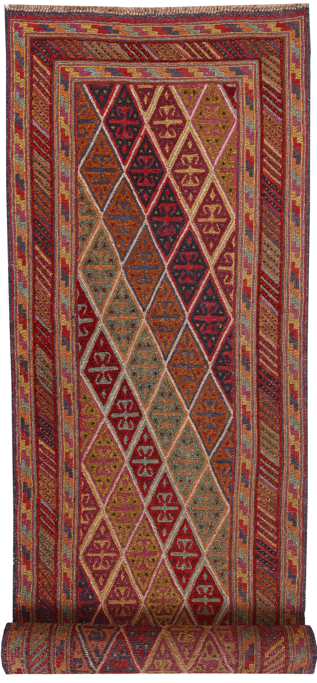 Afghan Mashwani Rug 2' 10" x 12' 2" Hand-Knotted